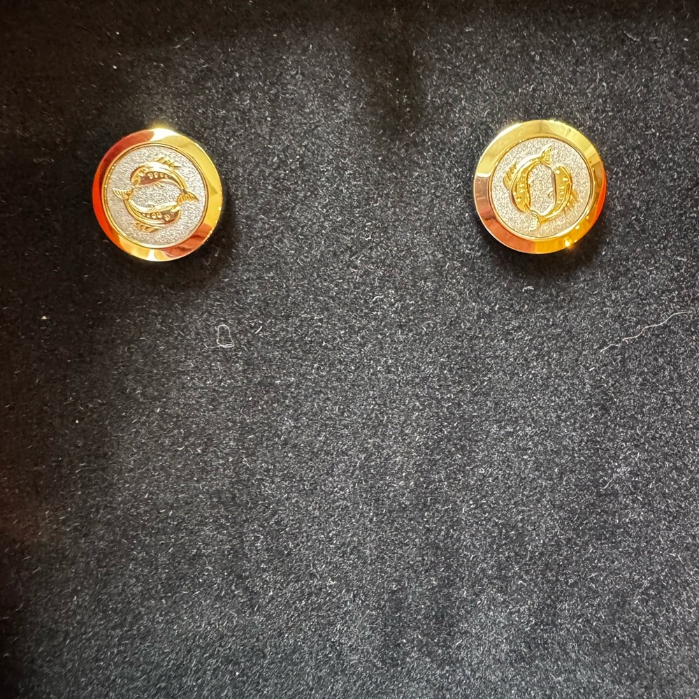 Gold and Silver Pisces Round earrings